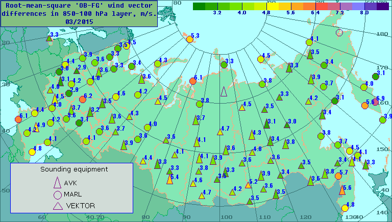 Root-mean-square 'OB-FG' wind vector differences in 850-100 hPa layer