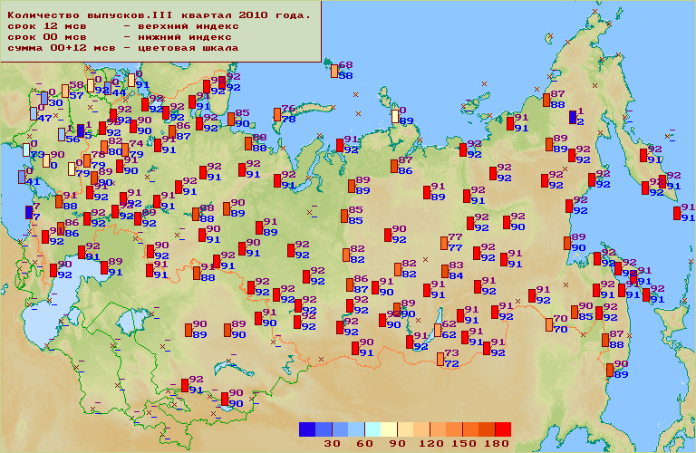 Количество выпусков за сроки 00 и 12 МСВ