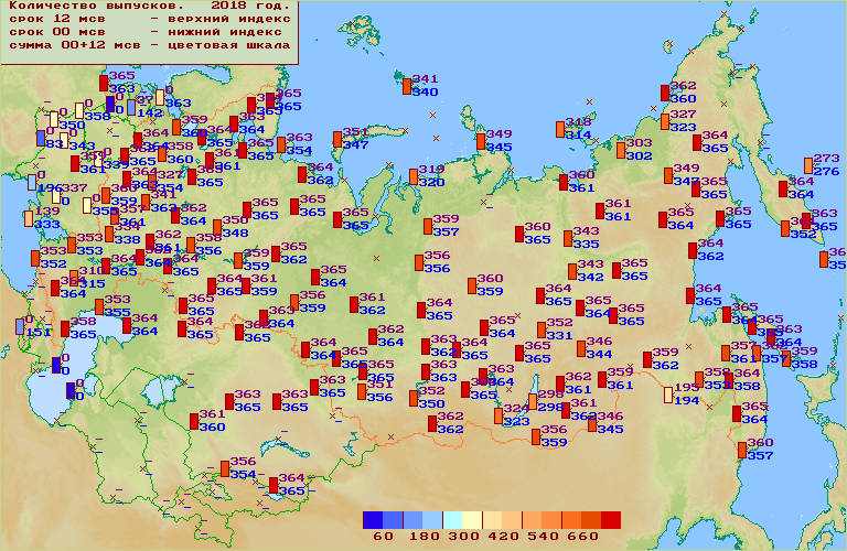 Количество выпусков за сроки 00 и 12 МСВ