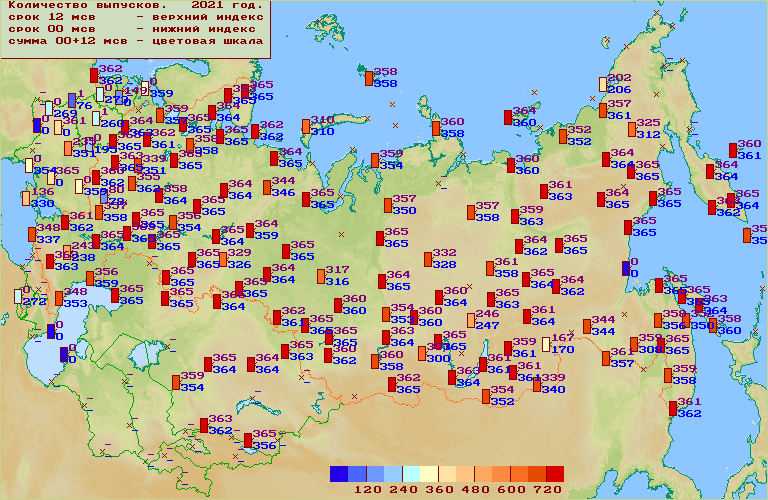 Количество выпусков за сроки 00 и 12 МСВ